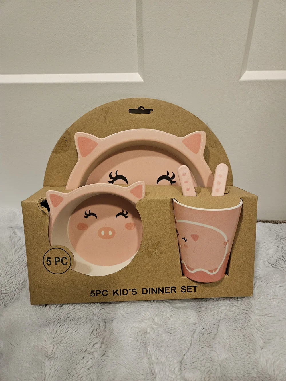 Pink Piglet 5-Piece Kids Dinner Set